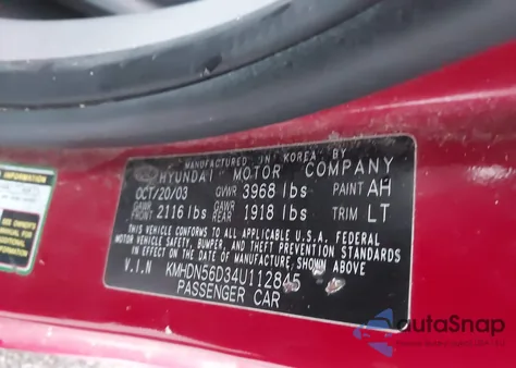 2004 Hyundai Elantra Gt из США, поврежденный, VIN KMHDN56D34U112845